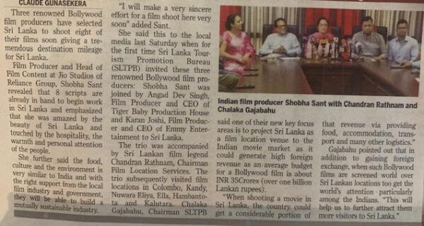 Bollywood Film Producers Choose Sri Lanka to Shoot Eight Films - Daily News