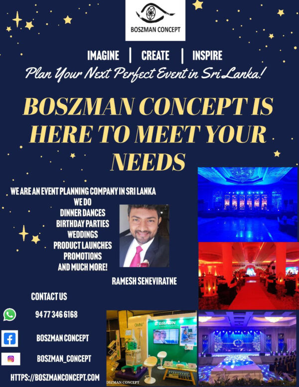 Boszman Concept for Event Planning in Sri Lanka Click on link below for website