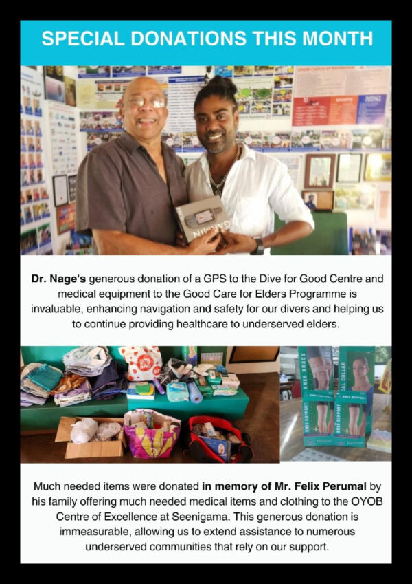 Foundation of Goodness Dr. Nage of Los Angeles donates GPS for diving
