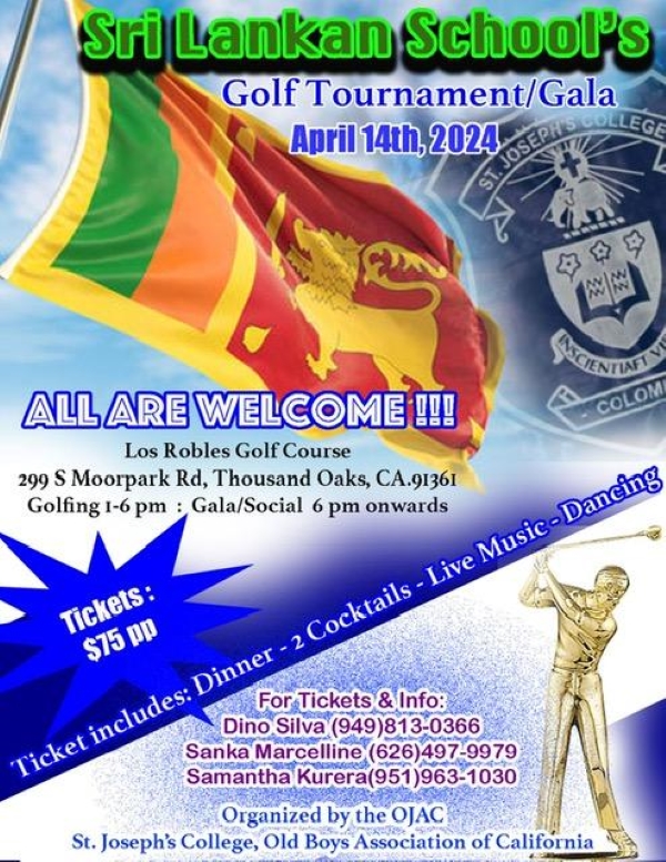 Sri Lankan School's Golf Tournament Gala April 14th, 2024