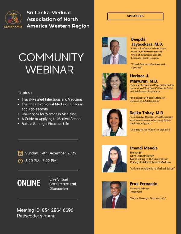 Community Webinar Series – Empowering Your Health, Our Community & Future Careers – December 14th at 5:00 PM (Pacific Time) via Zoom